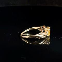 Synthetic Citrine Lady's Stone Ring 10K Yellow Gold 2g Size 5.25